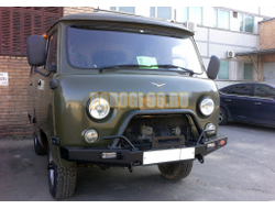 Передний силовой бампер серии Трофи на УАЗ Буханка 2989, 3741, 3909, 2206, 3962, 3303, 39094 1965- (02.213.01)