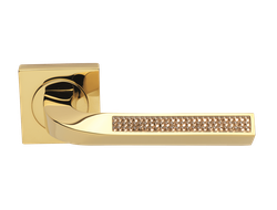 Дверные ручки Morelli Luxury BRILLIANCE HBB/LIGHT TOPAZ RVD Цвет - Золото с кристаллами светлого топаза