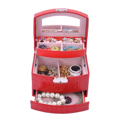 Шкатулка трехярусная автоматическая для ювелирных украшений, 15х13х12см (5 цветов)