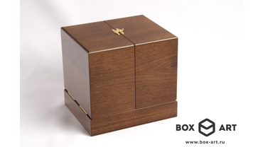 6064 Футляр деревянный, "Тюльпан", изготовлен со шпоном ореха. Отделка бархат. На заказ.