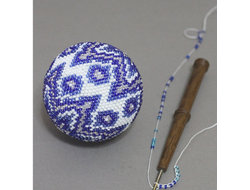 Ёлочный шар "Зимний" - 6см - Набор для вязания крючком с бисером от Ирины Рудевич