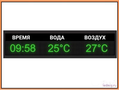 Табло для бассейна / пляжа, время, две температуры 280*1330мм  купить в Тюмени