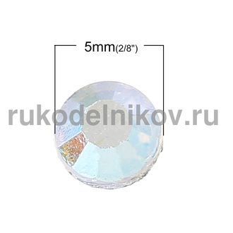термостразы плоская спинка ss20 (5 мм), бесцветные АВ, материал-стекло, 5 гр/уп