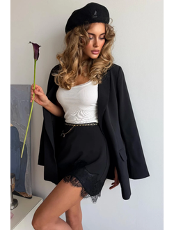 Юбка мини с кружевом (черный)