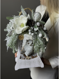 Композиция новогодняя Фонарь с совушкой