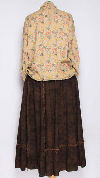 ЮБКА "Веточки винтажная"  коричневая до р.52