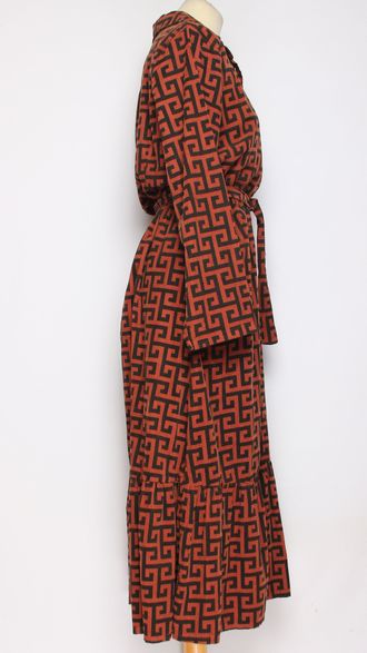 Платье-рубашка Бохо "ОРНАМЕНТ1" терракотовое р.44-46