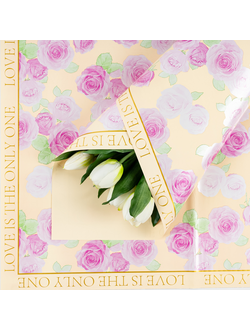 Пленка матовая "Нежность роз" 57*57см 20шт Латте ПЛ17/2