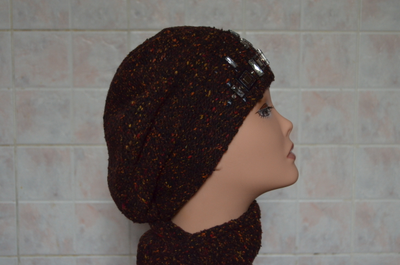 разноцветный берет и шарф вязаный женский комплект распродажа