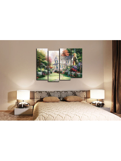 Модульная картина "Домик с чудесным садом"