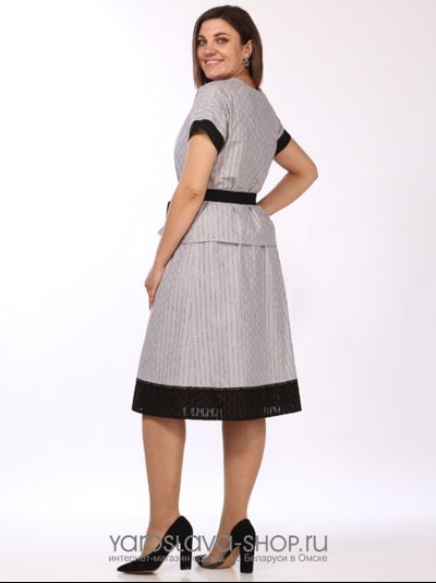 Комплект двойка из хлопковой ткани: юбка и блуза серого цвета