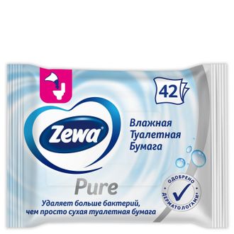 Бумага туалетная влажная Zewa Pure 42шт/уп