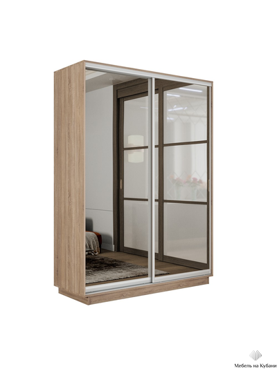 Экспресс шкаф-купе 2-х дверный (Зеркало) 1,2х2,2м Белый, Анкор светлый, Сонома, Ясень шимо светлый, Крафт табачный, Серый диамант, Бетон, Венге, Кашемир