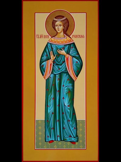 Вера Римская, святая мученица, отроковица. Рукописная мерная икона.