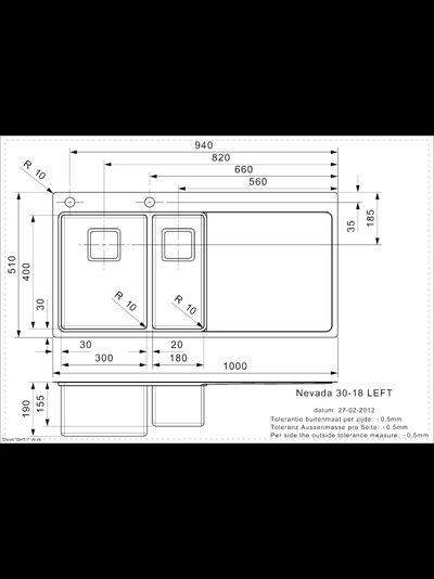 Мойка Reginox Nevada L 30x18 Left brushed