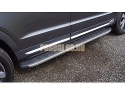 Пороги алюминиевые с пластиковой накладкой (карбон серые) 1820 мм ТСС для Changan CS95 2024-