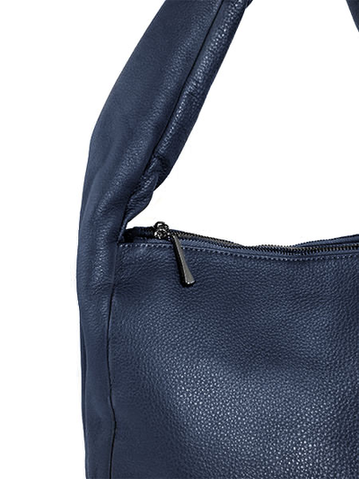 (АРТИКУЛ: 9790) СУМКА-МЕШОК ЖЕНСКАЯ, СРЕДНЕГО РАЗМЕРА, НАТУРАЛЬНАЯ КОЖА, ГРЯЗНО-СИНИЙ, ТРИ ОТДЕЛЕНИЯ НА МОЛНИЯХ, ЧЕРЕЗ ПЛЕЧО