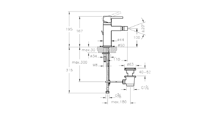 Смеситель для биде с донным клапаном VitrA Minimax S, A41988EXP