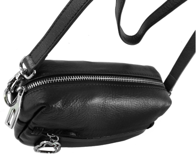 (АРТИКУЛ: 8399/0/81) СУМКА ЖЕНСКАЯ, МАЛЕНЬКАЯ, НАТУРАЛЬНАЯ КОЖА, ЧЕРНАЯ, С НАРУЖНЫМИ КАРМАНАМИ, С ПЛЕЧЕВЫМ РЕМНЕМ