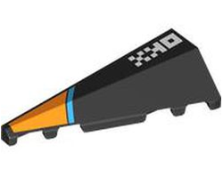 Wedge 5 x 2 Left with Orange and Dark Azure Stripes and White 'OKX' Logo Pattern, Black (3504pb01 6483755)