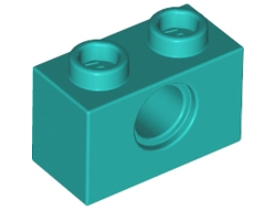 Technic, Brick 1 x 2 with Hole, Dark Turquoise (3700 / 6345402)