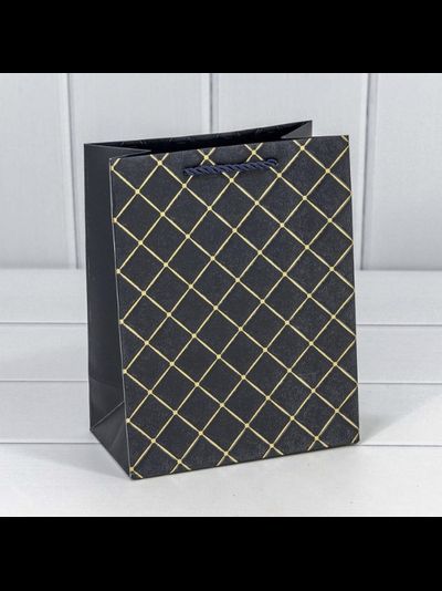 Пакет подарочный "Ромбы" (синий), 180*100*230мм