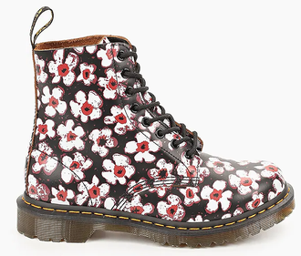 Dr Martens Pascal Flower Black Red