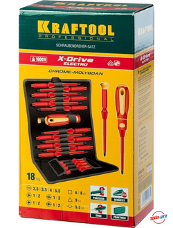 Набор диэлектрических отверток с переставными стержнями Kraftool PROFI X-Drive 220092-H18