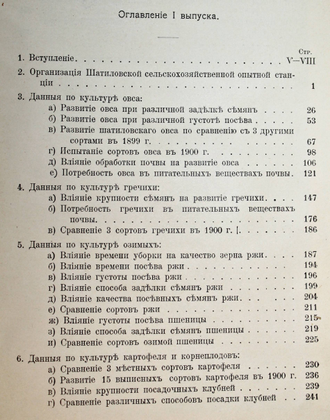 Отчет Шатиловской сельско-хозяйственной опытной станции. Вып. 1 – 3. Сост. В.В. Винер. СПб.: Тип. В.Ф.Киршбаума, 1906-1908.