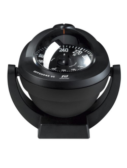 Компас Plastimo Offshore 95 65734 12/24В для судна 6-10м c чёрной плоской картушкой Ø81мм в чёрном корпусе Ø128x150мм на кронштейне