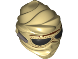 Minifigure, Headgear Layered Fabric Mask with Goggles with Black Lenses and Silver Bar Pattern, Tan (21829pb01 / 6124605)