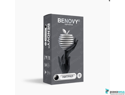 BENOVY Nitrile Chlorinated, перчатки нитриловые, черные, M, 50 пар в упаковке