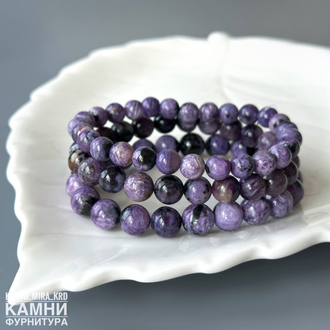 Браслет чароит с породой, шары 7-7,5/8,6-8,8 мм, цена за штуку