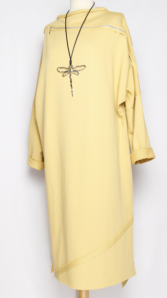 ПЛАТЬЕ БОХО "Молния плотное" вишня, жёлтое р.46-52