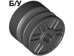 ! Б/У - Wheel 18mm D. x 14mm with Axle Hole, Fake Bolts and Shallow Spokes, Black (55982 / 4517737) - Б/У