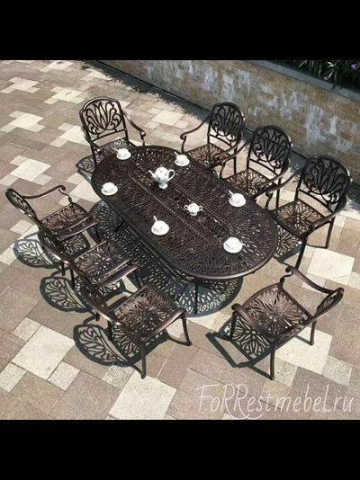 Обеденный комплект садовой мебели из литого алюминия ASTRA 8