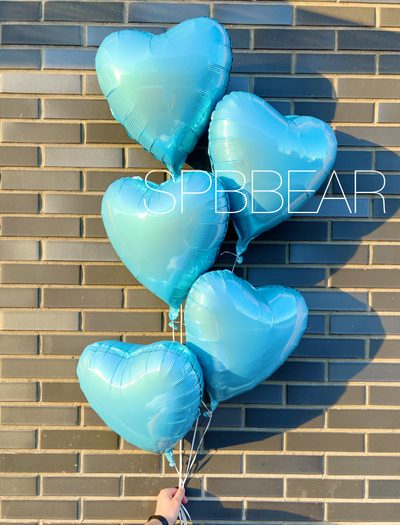 Фольгированные шары Сердца 5 штук голубые