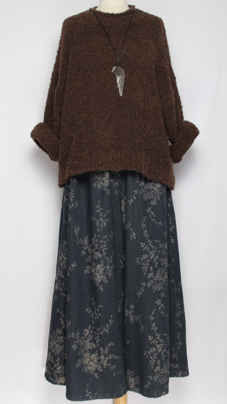 ДЖЕМПЕР КОРОТКИЙ "КИМОНО БУКЛЕ СТОЙКА" шоколад до р.52