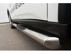 Пороги труба d76 с накладками (вариант 1)(1500-1800мм) MITSUBISHI OUTLANDER 2014-2015