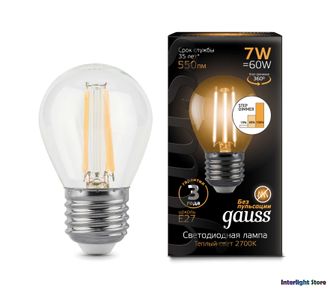 Gauss LED Filament Globe P60 Step Dimmable 7w 827/840 E27