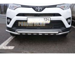 Защита переднего бампера с декором d53/53 для Toyota RAV4 (2015-2019)