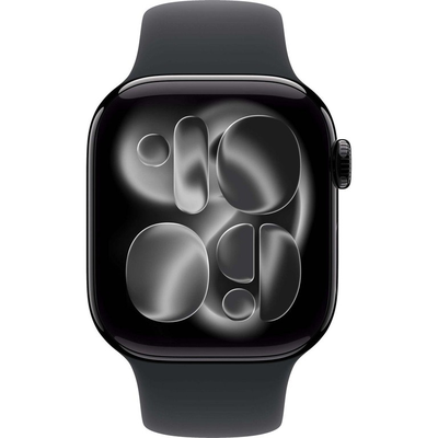 Apple Watch Series 11 42mm Jet Black Aluminium Case with Black Sport Band S/M