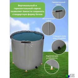 Складная емкость для воды EKUD на 2000 литров (h=100см) с крышкой