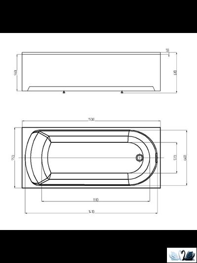 Ванна Aquatek Ника 150x75 см NIK150-0000001, акриловая, прямоугольной формы