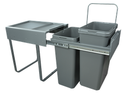 Система выдвижных мусорных вёдер  (2х30л) в базу 500мм.  AQ *