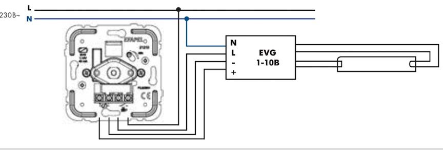 Схема подключения поворотного диммера 1-10 В Efapel Mec 21
