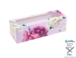 Коробка для макарун «Тебе с любовью», пионы, 5.5 × 18 × 5.5 см