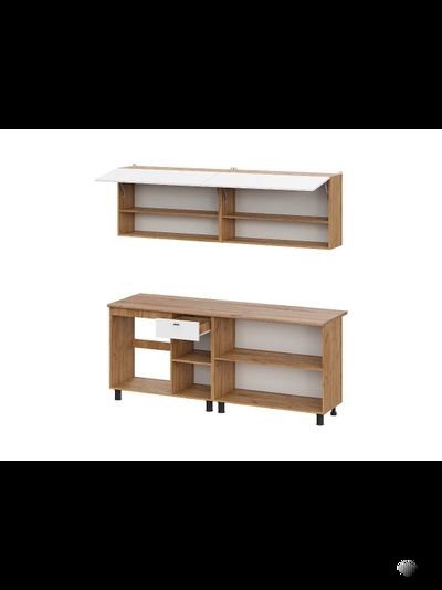 Монако 2,0м Кухонный гарнитур Дуб Золотой / Белый матовый Дуб Вотан