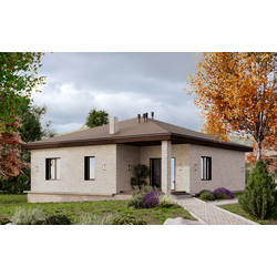 Дом одноэтажный с 3 спальнями 104.28м², терраса 9.55 м² (S76)