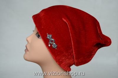 Бархатная шапка бордовая Италия Визио Vizio 6222